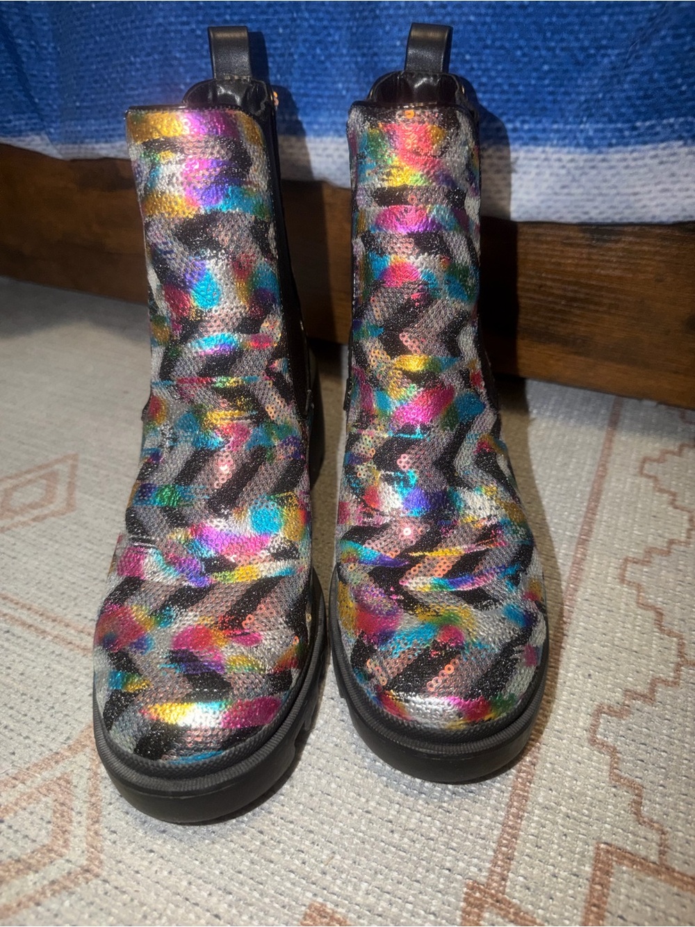 Betsey Johnson Multicolor Sequin Ankle Boots